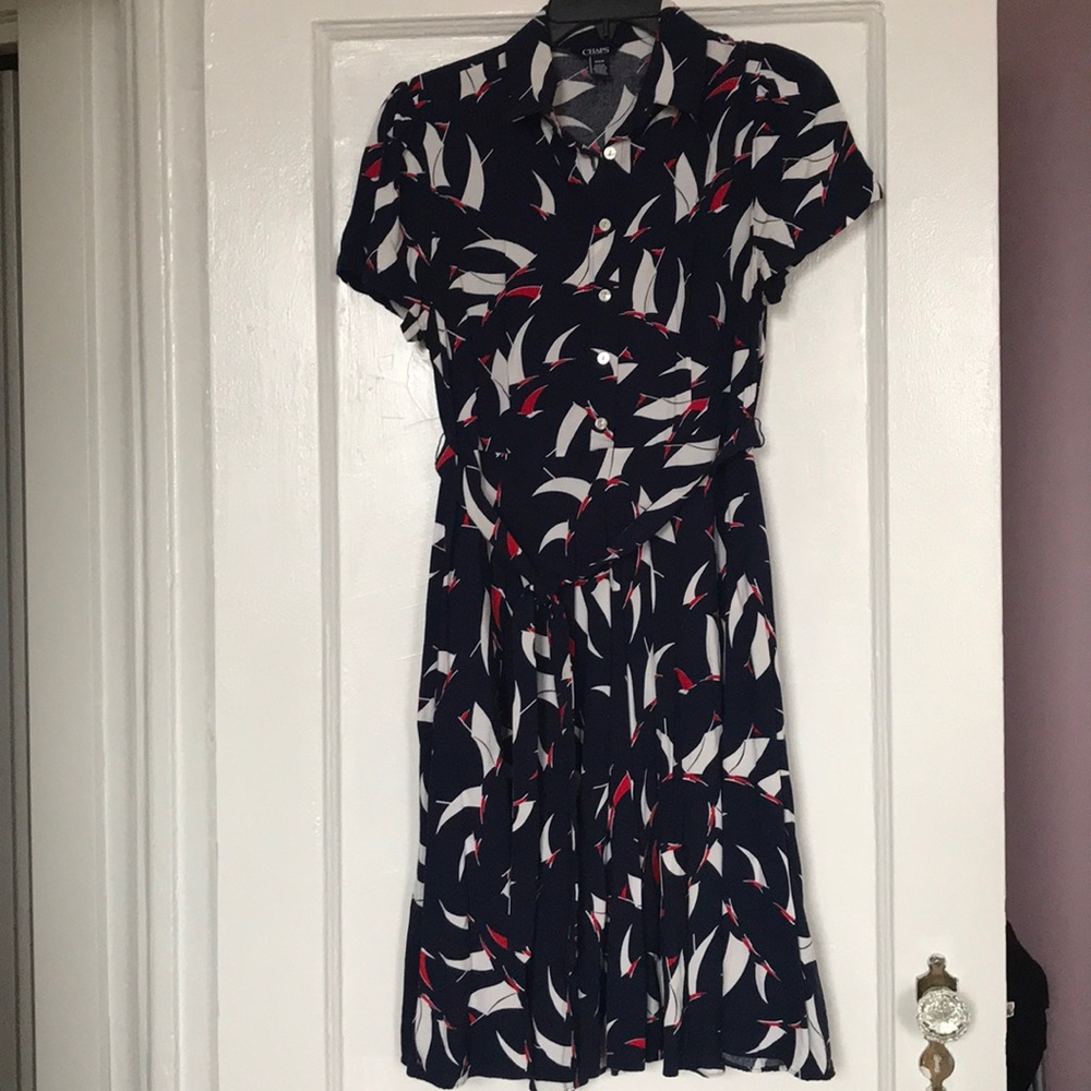 Chaps dress, sailboat pattern, size medium